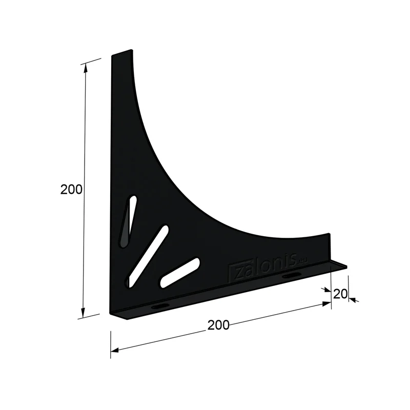 ΓΩΝΙΑ ΡΑΦΙΟΥ ΔΕΛΤΑ / 200x200x20 / ΜΑΥΡΟ